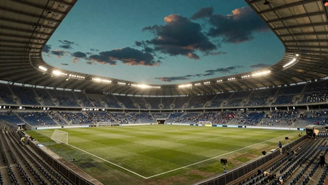 Fu&szlig;ballstadion bei Nacht mit Flutlicht - Sportwetten-Bonus im OnlySpins Sportsbook